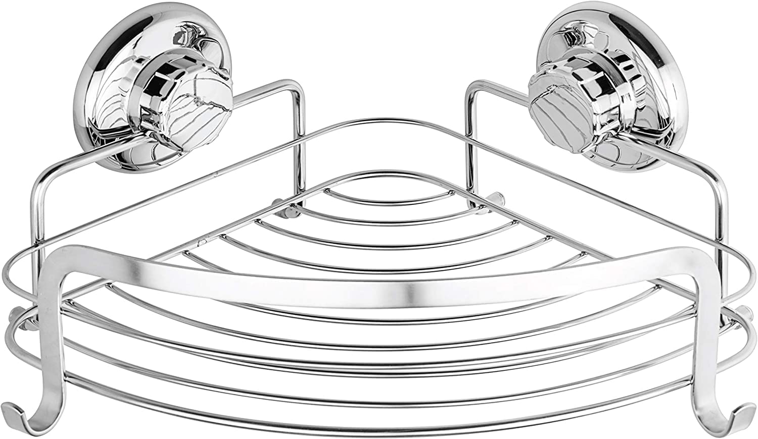 304 Stainless Steel Corner Shower Caddy with Suction Cup Shower Shelf with Hooks