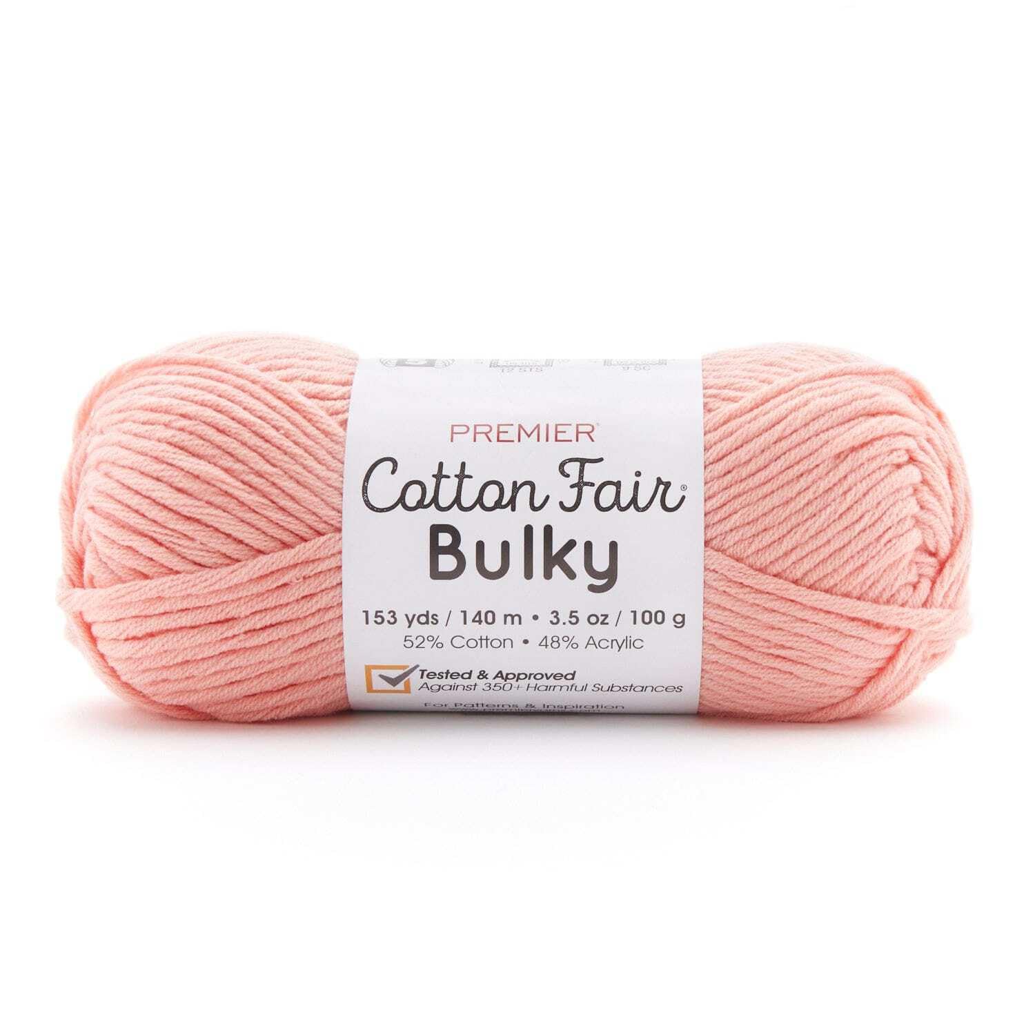 Hilo Cotton Fair Bulky de Premier Yarns color melocotón para tejer ganchillo