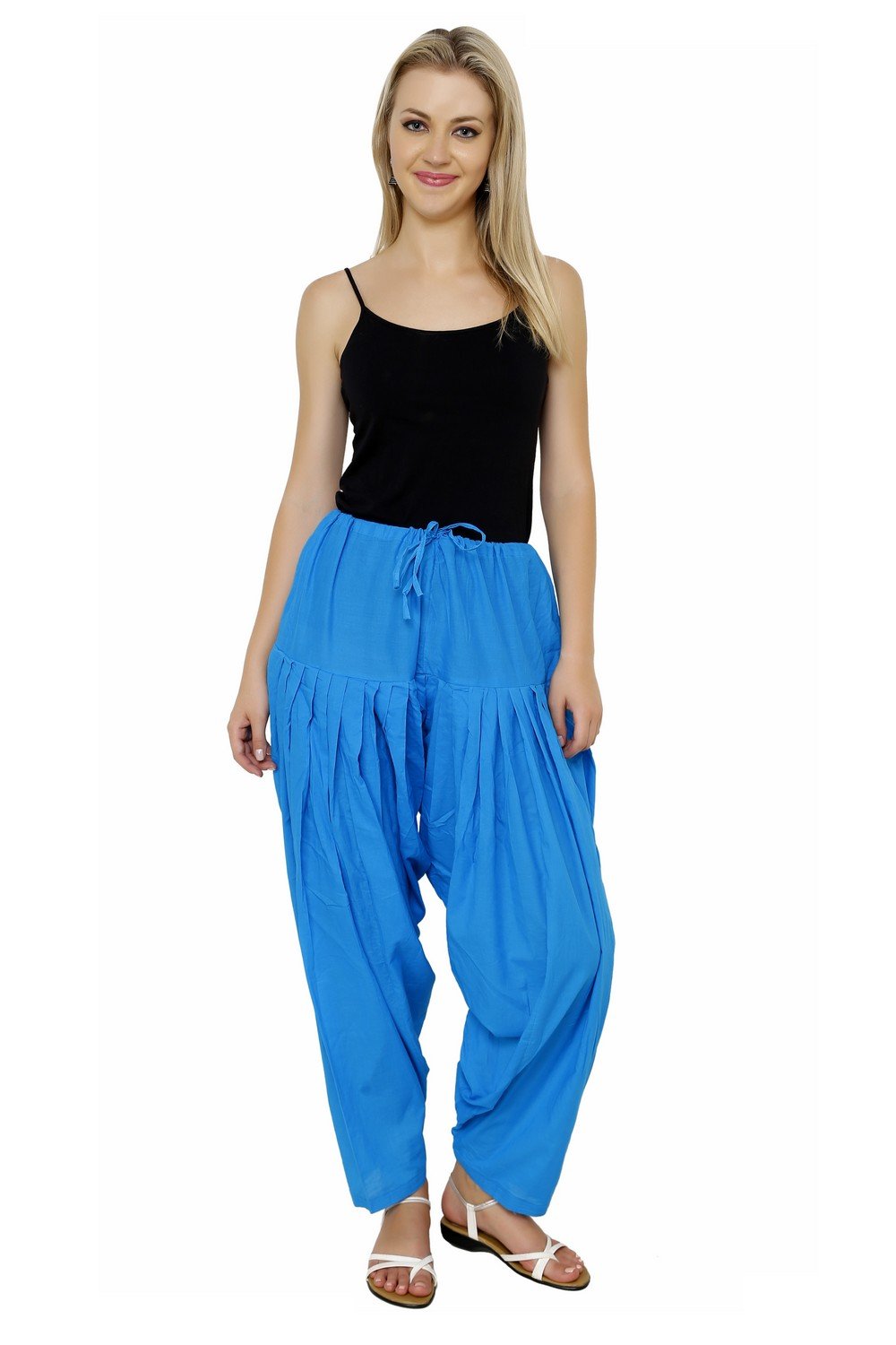 Women Mid Rise Ferozi Blue Regular Fit Patiala Salwar , Free Size-image-3