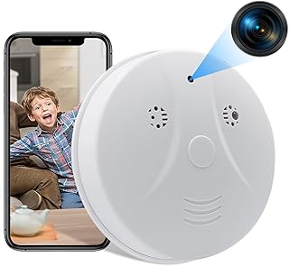 Cámara Oculta con WiFi 5G, Cámara Oculta en Detector de Humo, Mini Cámara Oculta con WiFi y Resolución HD 1080P, Cámara Espía con WiFi Compatible con Visión Nocturna y Detección de Movimiento