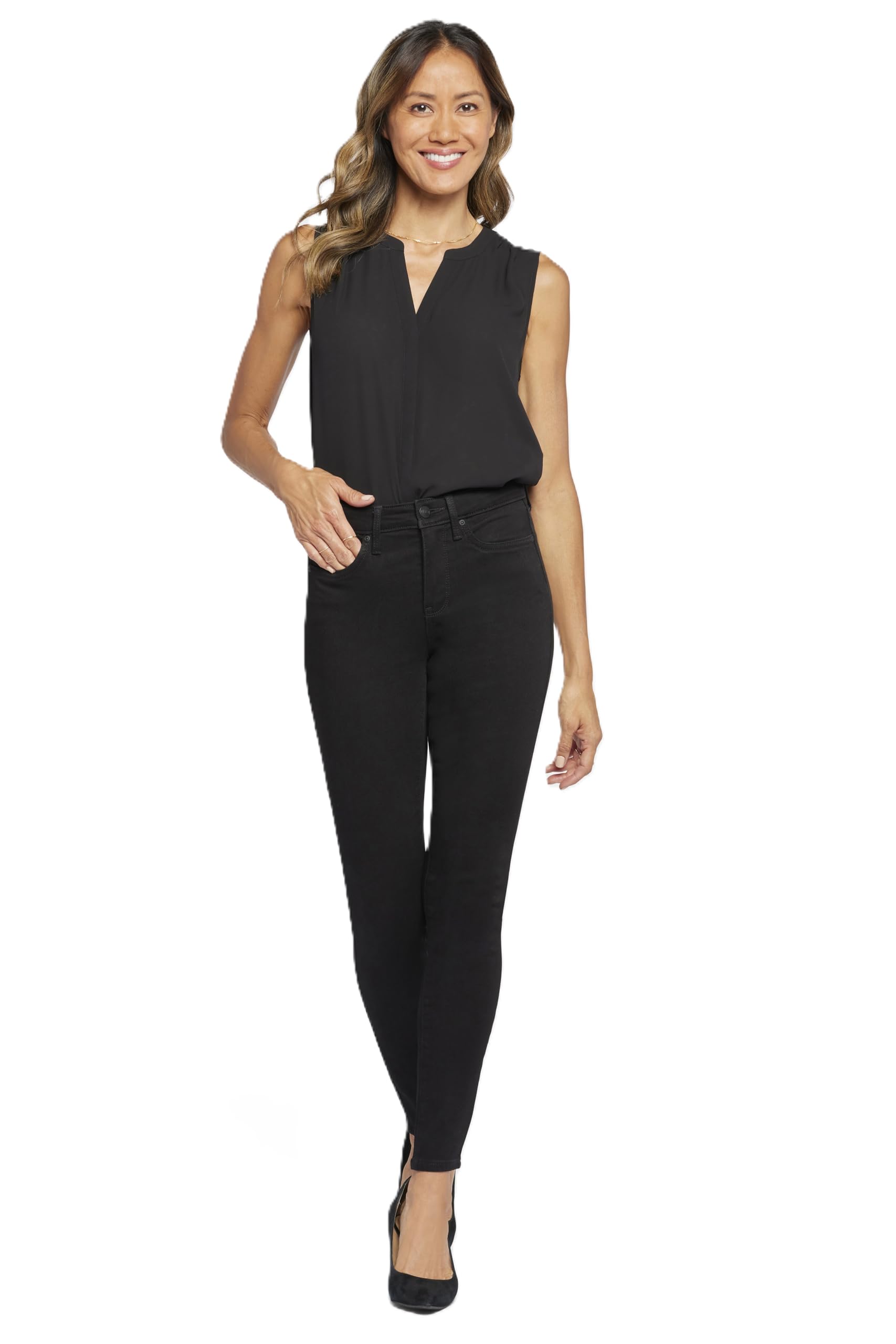 NYDJ Women's Ami Skinny Jeans in Sure Stretch Denim, Black, 14 29.5