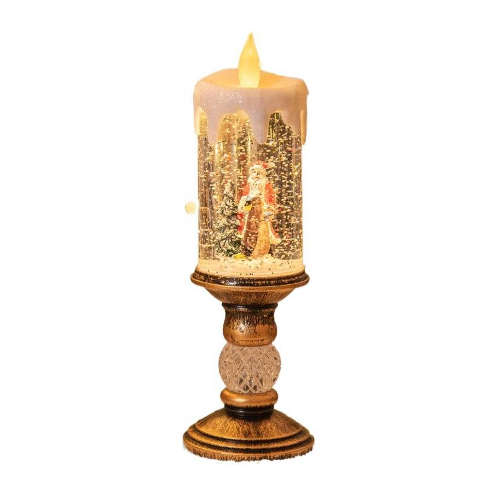 ELGADO Christmas Decorations Candle Light Christmas Crystal lamp Music Box Birthday Scene Layout