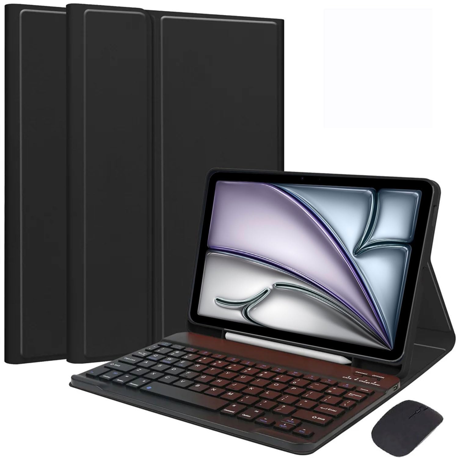Étui Clavier pour iPad 10,2 Pouces 9e/8e/7e Génération (2021/2020/2019) iPad Air 3/iPad Pro 10,5 Pouces avec Souris Clavier Bluetooth Magnétique Détachable avec Porte-Crayon,Noir