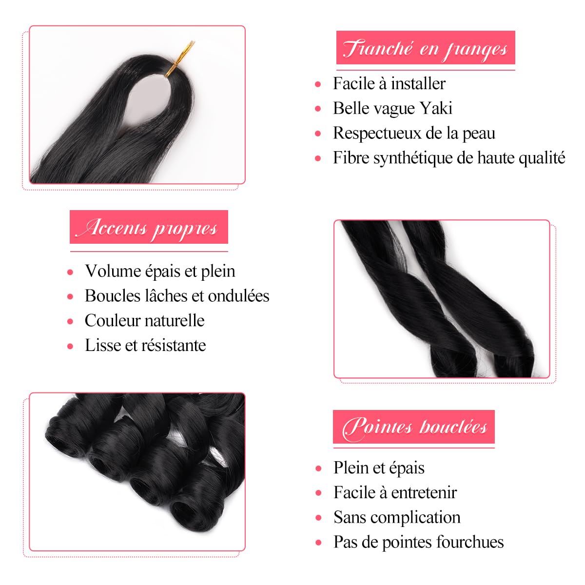 18 Inch French Curly Braiding Hair 8 Packs Natural Black Synthetic French Curl Crochet Hair for Black women(1B#, 18Inch (Pack of 8))