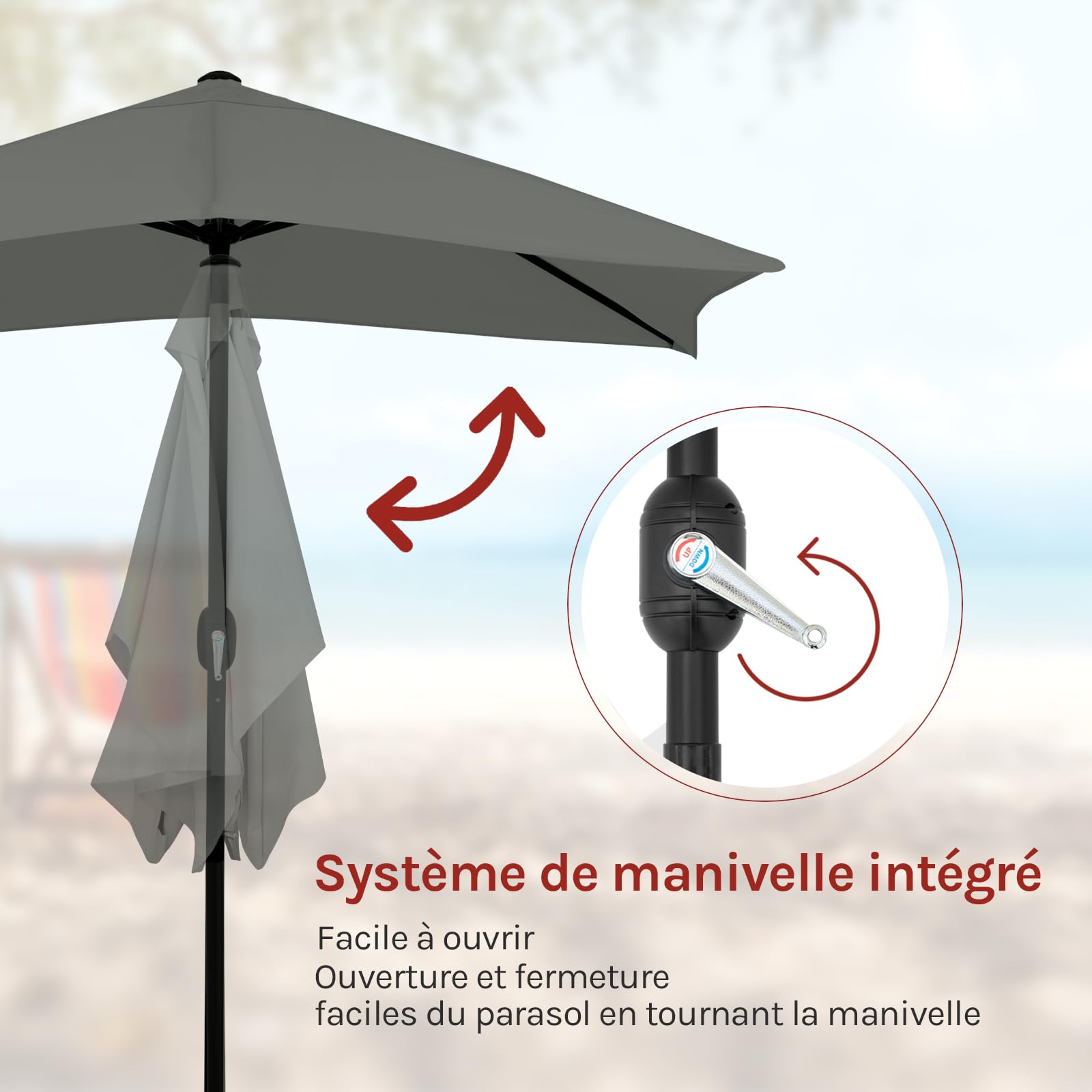 WOLTU Parasol de Jardin Inclinable, Parasol Déporté Rectangulaire avec Protection UV UPF 50+, avec Sac de Transport, pour Balcon/Jardin/Plage, 206x135cm