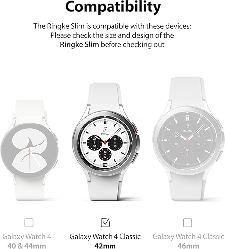 Miniatura 2 de Ringke Carcasa delgada 2 unidades compatible con Galaxy Watch 4 Classic de 1.654in, Watch 4 Bisel Solo marco Cubierta rígida de policarbonato