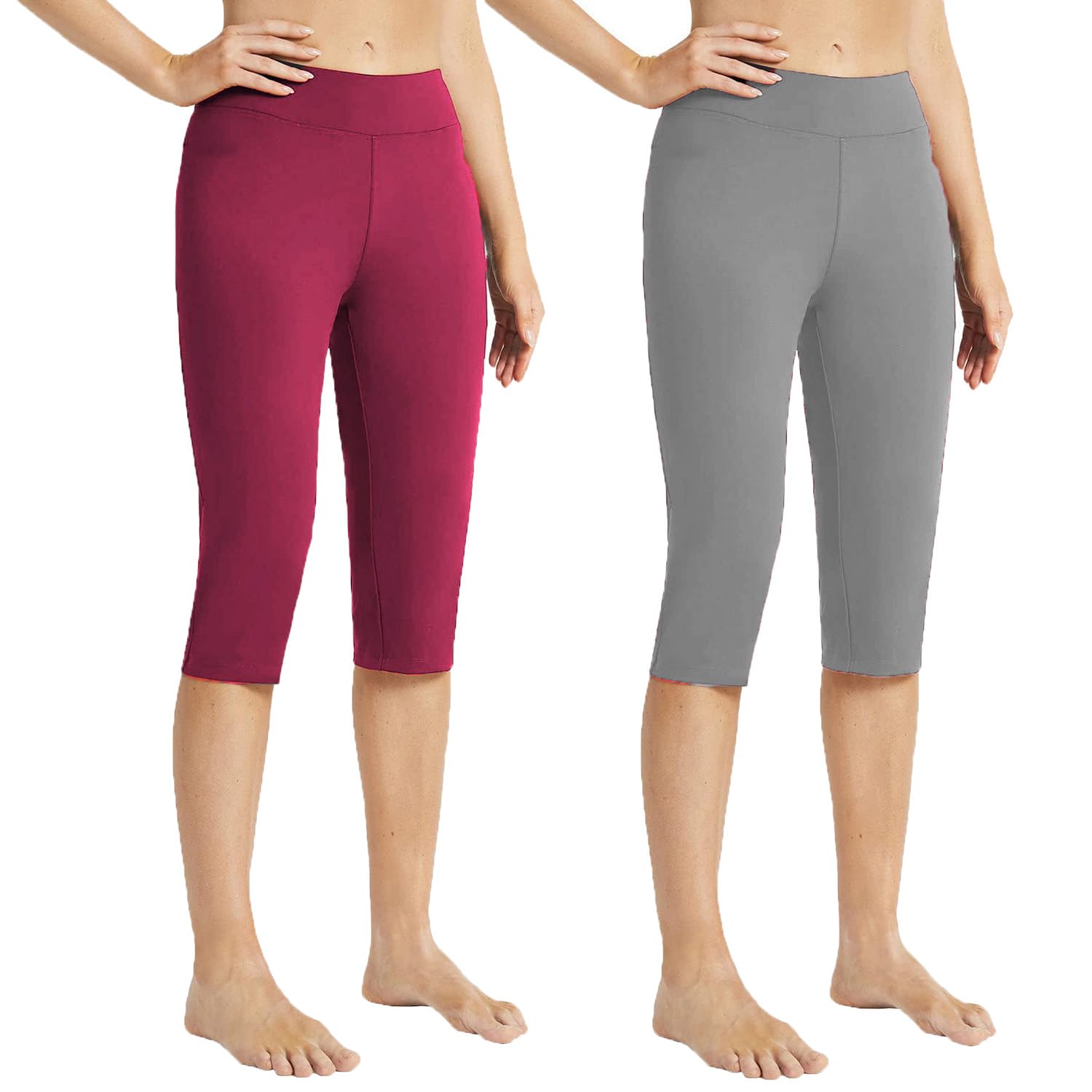 Women Solid Super Stretch Capri Jeggings,Yoga Leggings, Workout, Gym, Running 3/4th Leggings for Womens Pack of 2-picture-43
