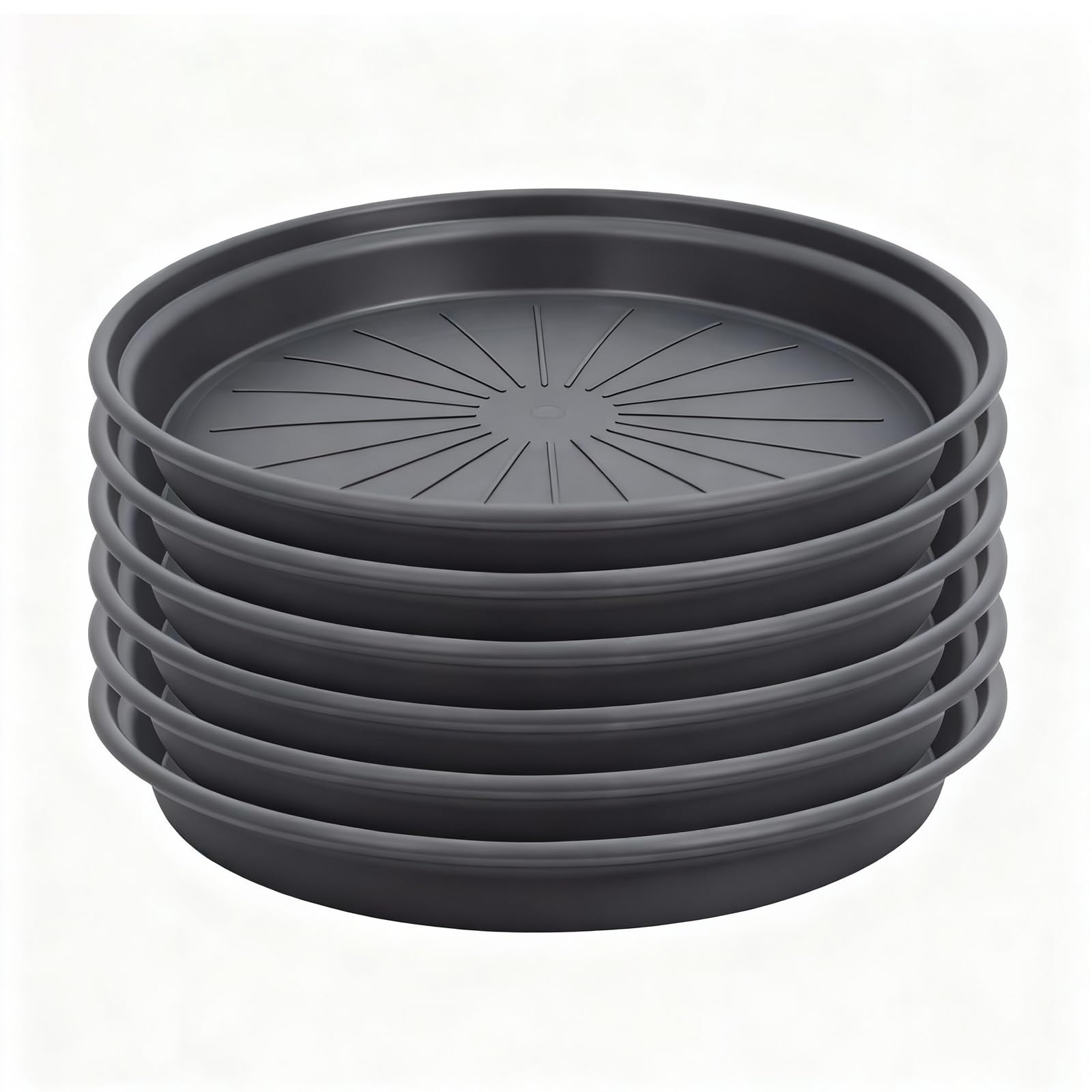 Bamworld 6 szt. podstawek pod donice, 30 cm mocne plastikowe podstawki pod rośliny, tacki do kroplowań i tacki do doniczenia do roślin domowych, czarne podstawki pod donice (30 cm)