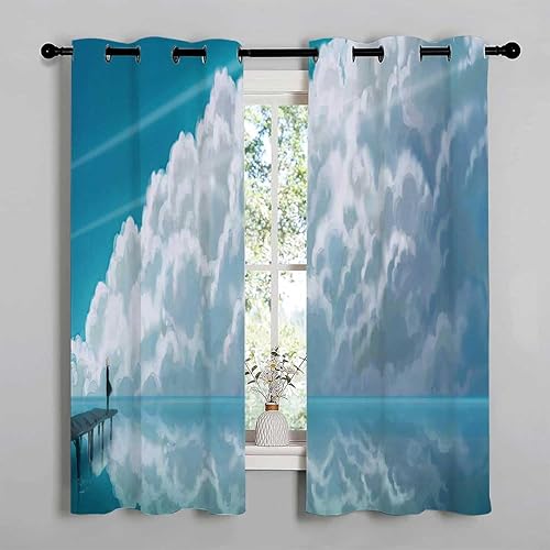 Miniatura 2 de YANFENQI Cortina Blackout para Habitacion Paisaje Escénico Insonorizado Cubierta de Puerta Material Blackout 55 pulgadas de ancho por 55 pulgadas de