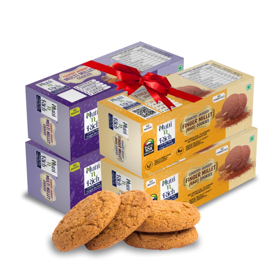 NUTRI N RICH Finger Millet and Multi Millet Jaggery Digestive Cookies | Home & Office Snack | No White Sugar & Maida | Tasty & Healthy Biscuit 400GMS (Pack of 4) (B0D78YQRWJ) Amazon Price History, Amazon Price Tracker
