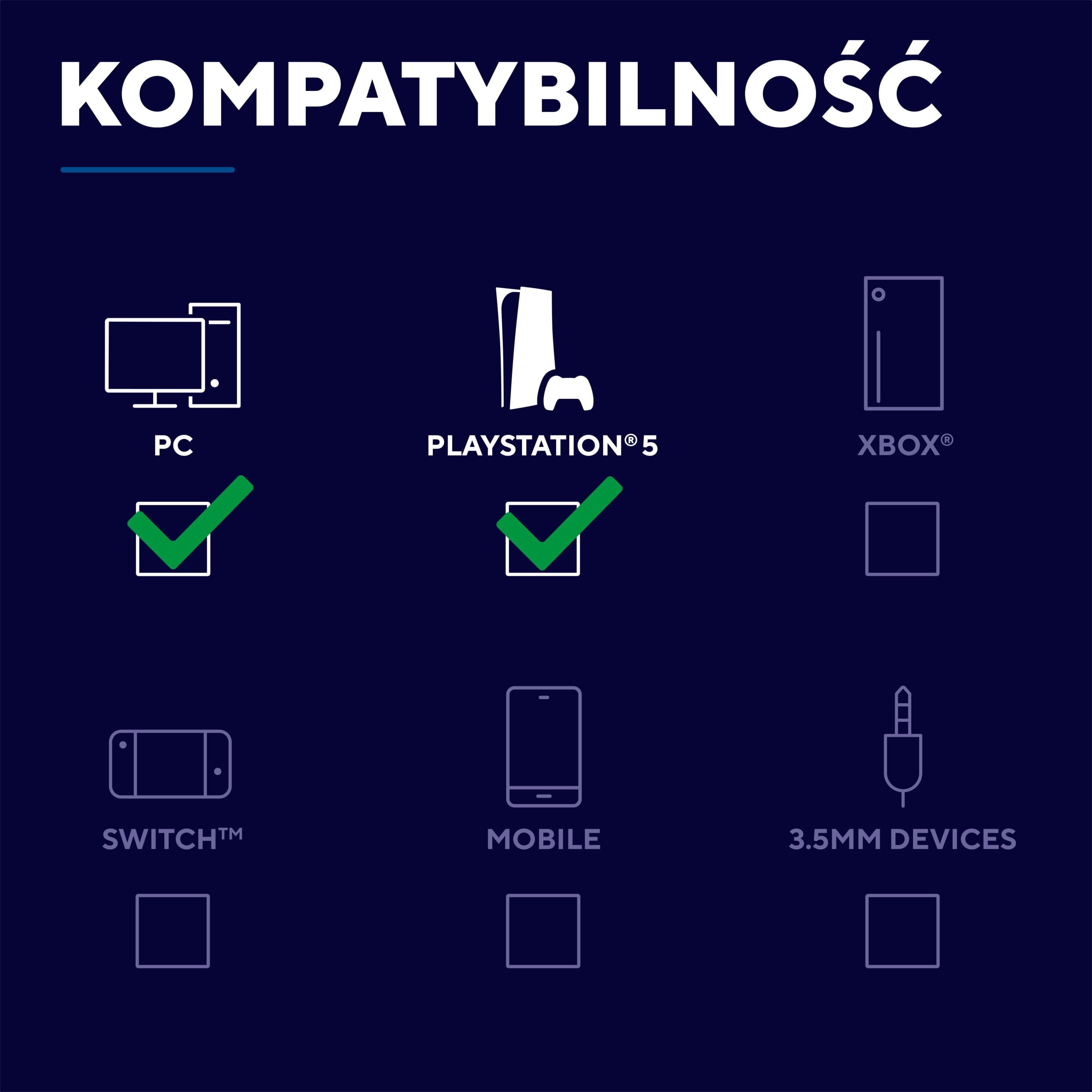 GXTrust Forta bezprzewodowe słuchawki gamingowe licencja PlayStation 5 | odbiornik USB 2,4 Ghz, przetworniki 50 mm, akumulator 55h, zestaw słuchawkowy do Gier PS5, czarny/biały