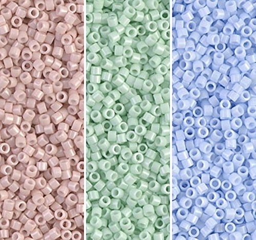 Miyuki Delica Seed Beads Bundle, 21GM, Size 11/0, Opaque Pink Cha...