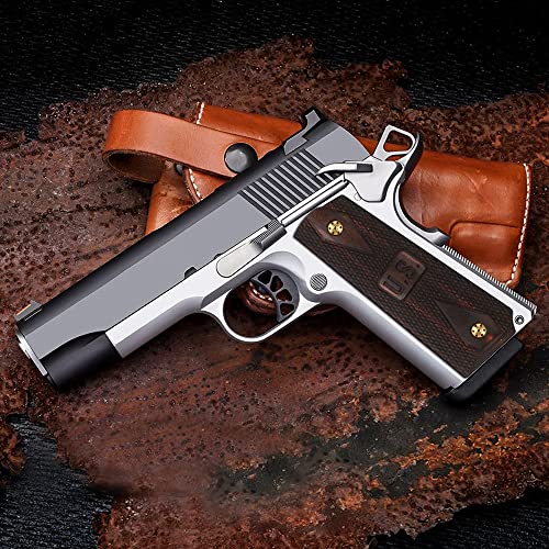 Cool Hand 1911 Wood Grips, Screws Included, Full Size(Government/Commander), Checker Diamond Cut, Ambi Safety Cut (Brown W/Us Logo) #TOP7