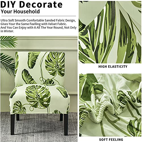 Image of Eco-Ancheng Armless Chair Slipcover Removable Armless Accent Chairs Covers Washable Armless Slipper Chair Slipcover Printed Armless Chair Furniture Protector Covers for Living Dining Room Hotel