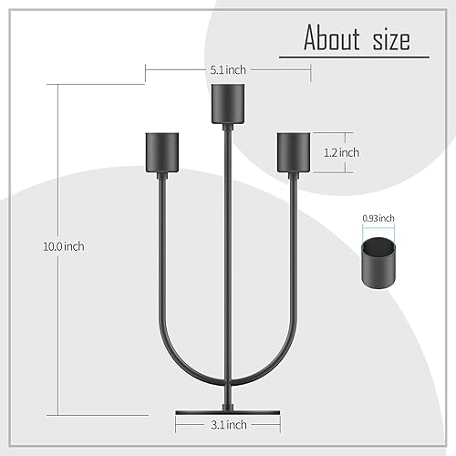 Miniatura 4 de smtyle Candelabros de metal para chimenea, portavelas negros para velas cónicas, centro de mesa, juego de 3 con hierro fundido