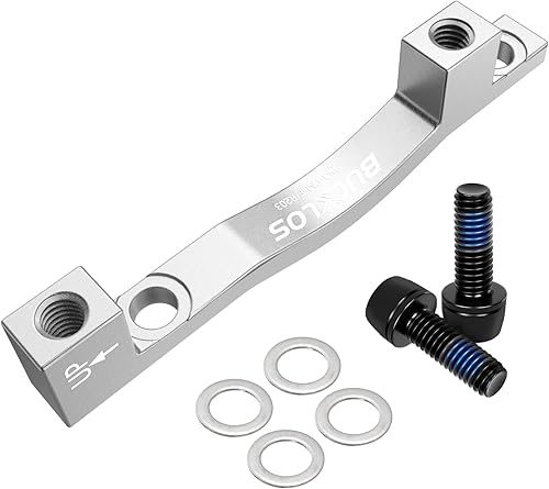 Vista 11 de BUCKLOS PM/is Front Rear 180/203mm Disc Brake Caliper Mount Adapter Gear Parts Accessories, CNC Machined Aluminum Alloy Rotor Adapter with Bolts