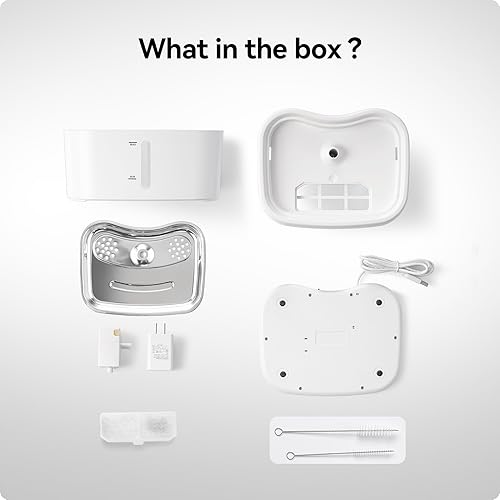 Miniatura 7 de YFUIF Fuente de agua para gatos con aplicación inalámbrica conectada, fuente de agua automática para mascotas de 84 onzas  2.5 L con bandeja de