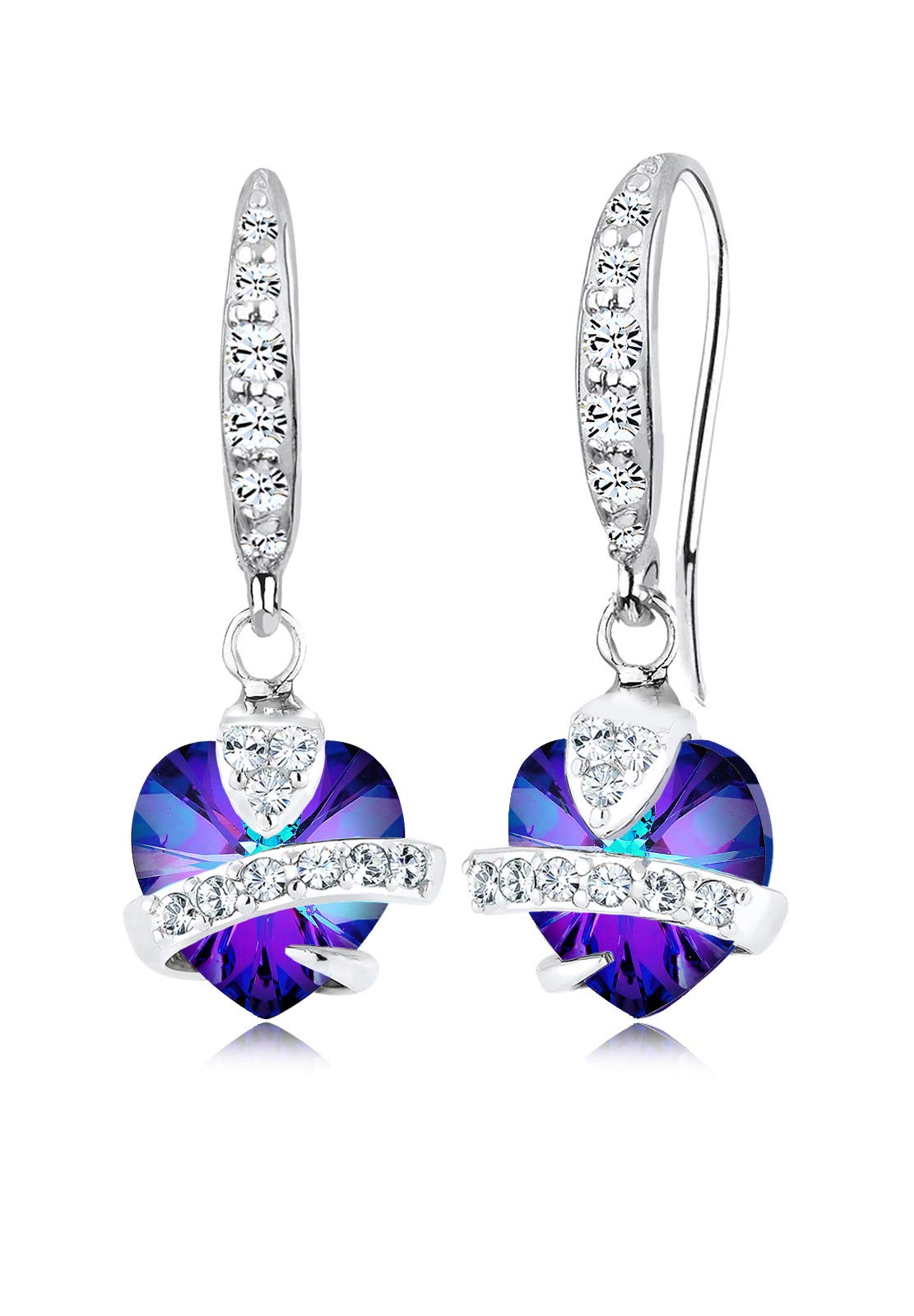 Elli Earrings Earring 925 Sterling Silver Purple Heart Crystals
