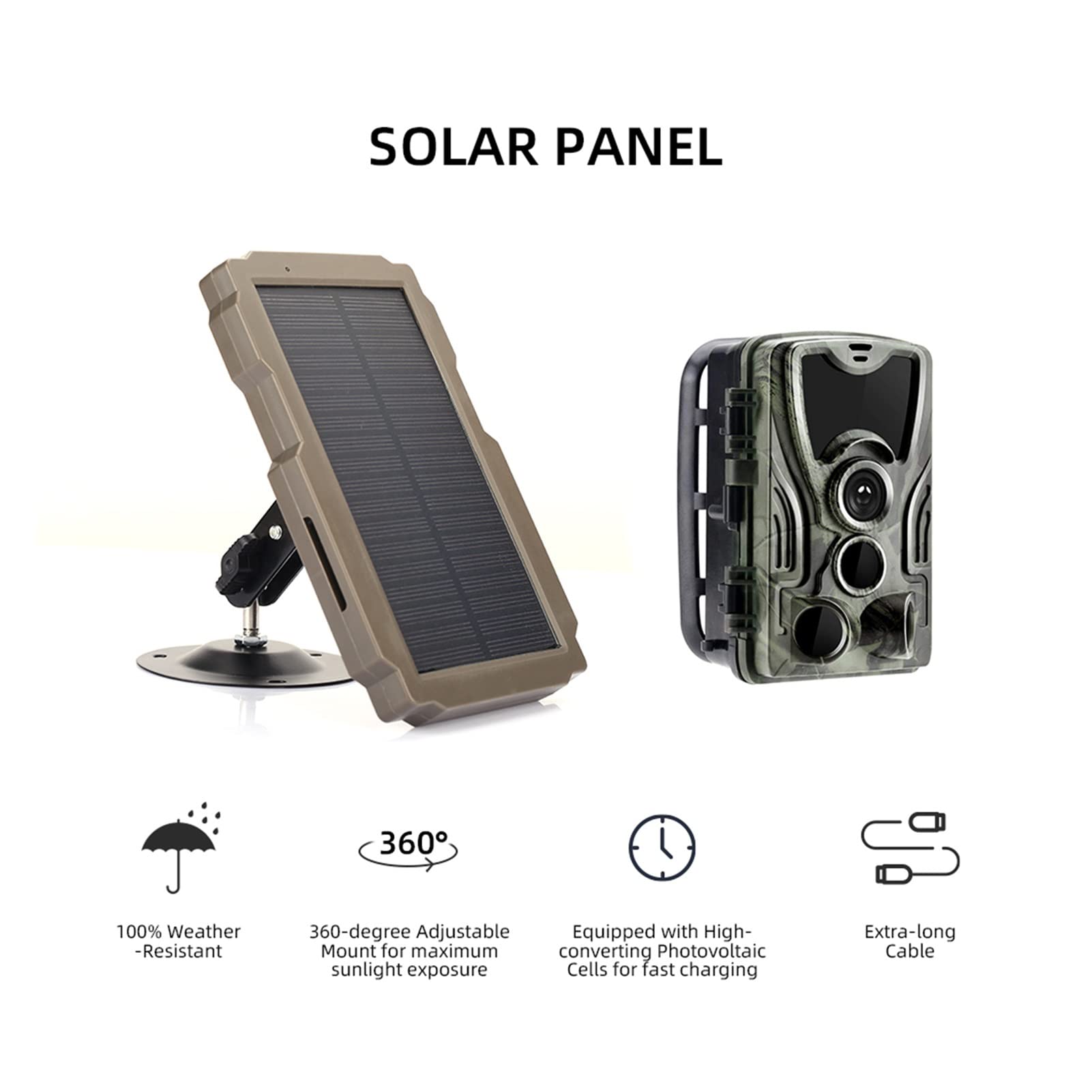 Pannello solare Trail Camera Pannello solare all'aperto impermeabile 3000 mAh batteria al litio for la caccia alla caccia fotocamera solare pannello solare Kit - Impermeabile di accensione del caricat