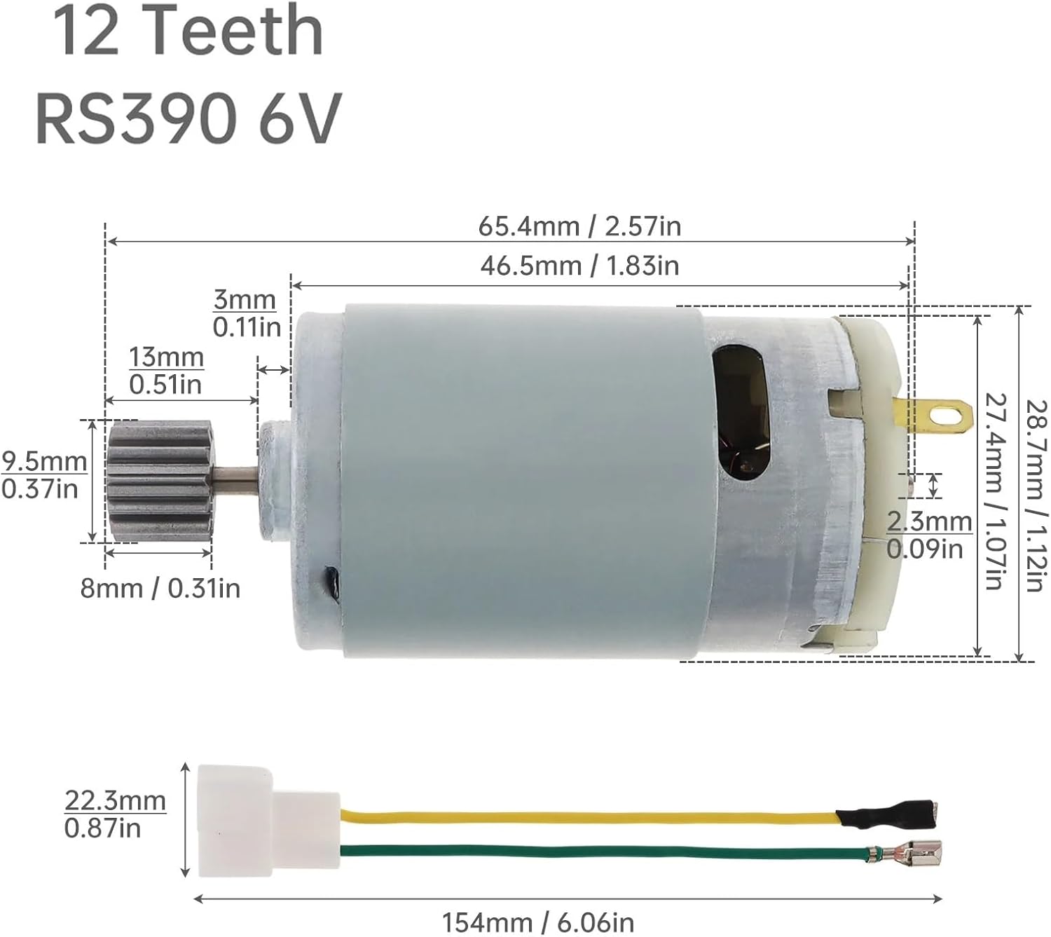 R380 R390 12 Teeth DC Motor 6V 12V 12000-20000RPM Kids On Ride Remote Control Car R 380 390 High Speed Electric(12000 RPM_R390 12V)