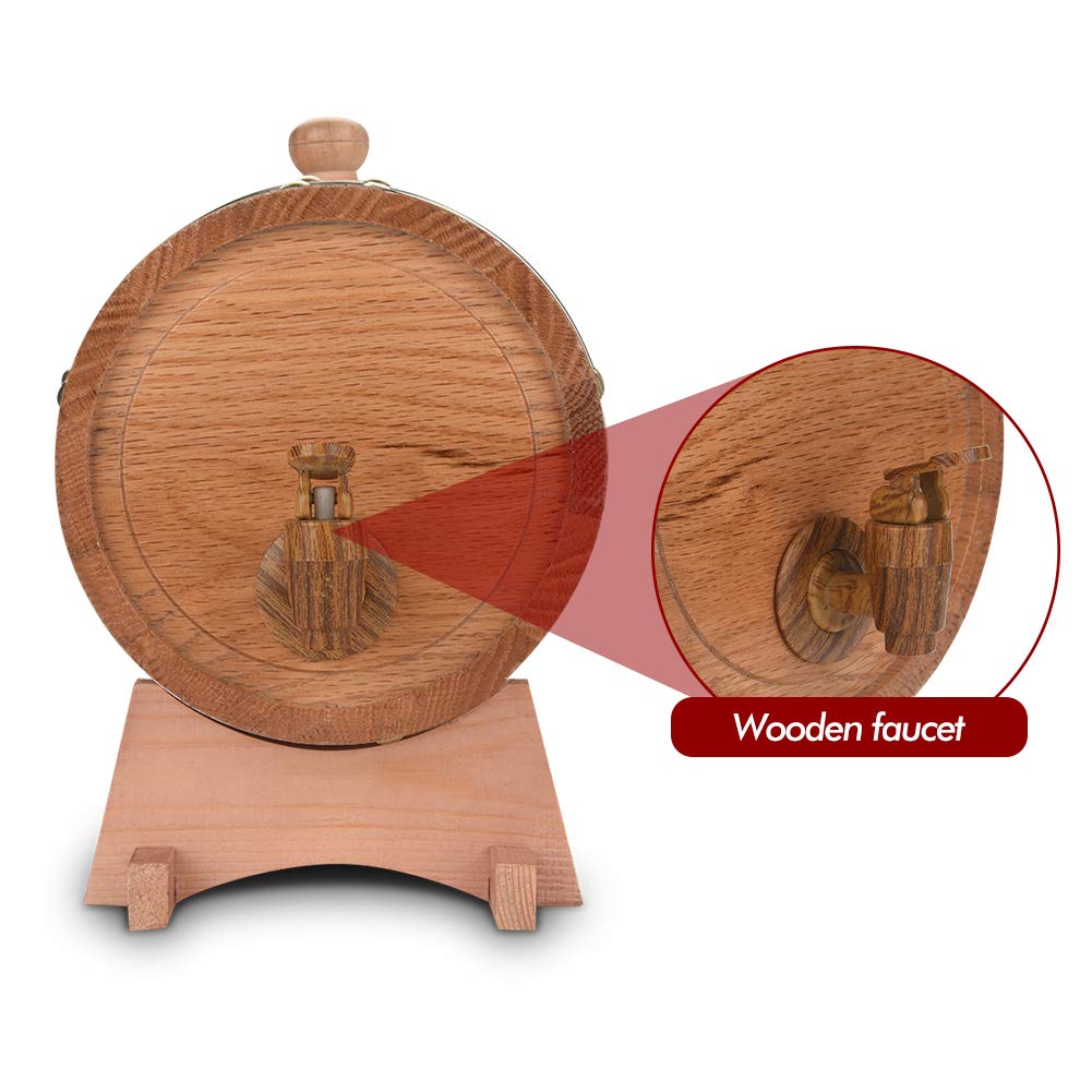 Cocoarm Barril de Roble de 3 Litros para Vino y Whisky, Dispensador para Guardar Bourbon y Tequila, Ideal para Casa, Bar, Fiesta y Banquete