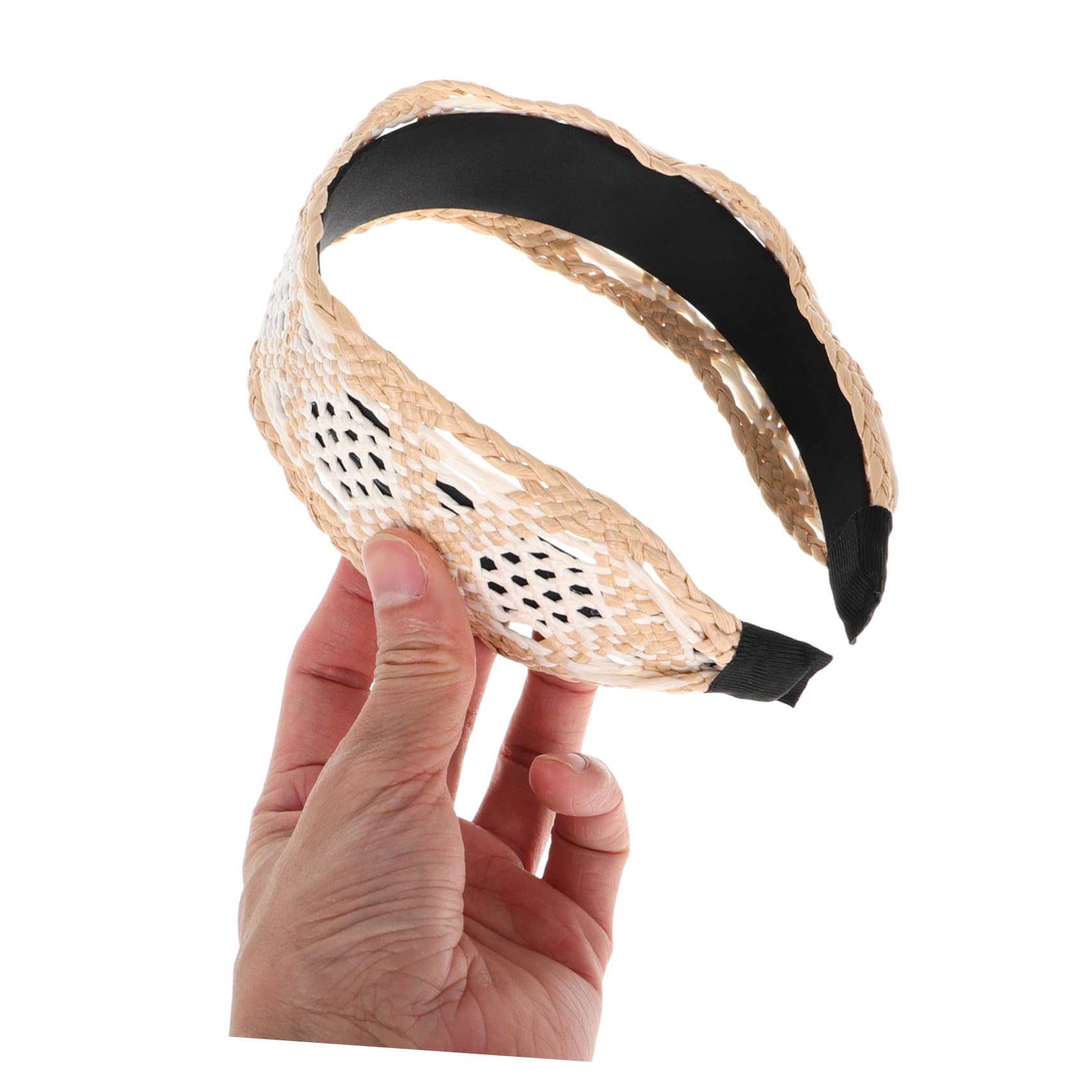 Bandeau Tressé Large Raphia pour Femmes Accessoire de Cheveux Vintage Stable et Confortable Style Rétro pour Tenues de Plage et Coiffure Facile