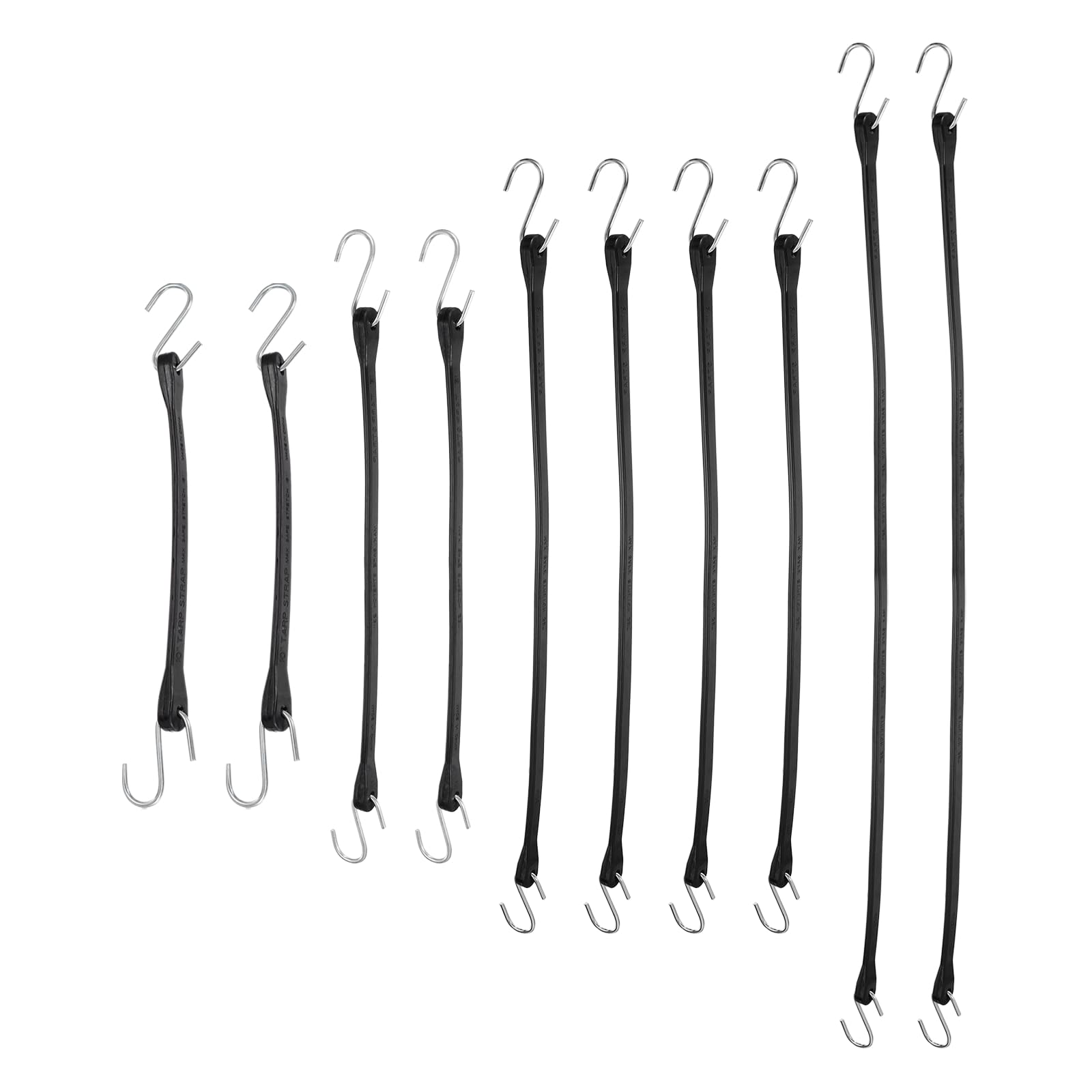 PATIKIL PATIKIL Cuerdas Elásticas De Goma con 10/15/21/31" De Goma 10 Piezas|Ganchos De Carga De 130LBS Correas De Amarre Resistente para Exterior EPDM para Fijar Lonas Carpas Carga