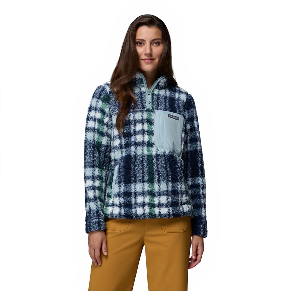 Columbia Women's West Bend 1/4 Zip 2, Fleece Pull Over, Crushed Blue Herringplaid, XS