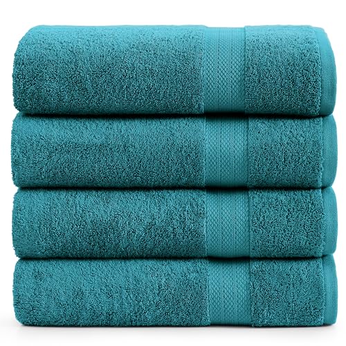 Image of LANE LINEN Bathroom Towel Set 4 Piece Soft Absorbent Quick Dry - Sea Port