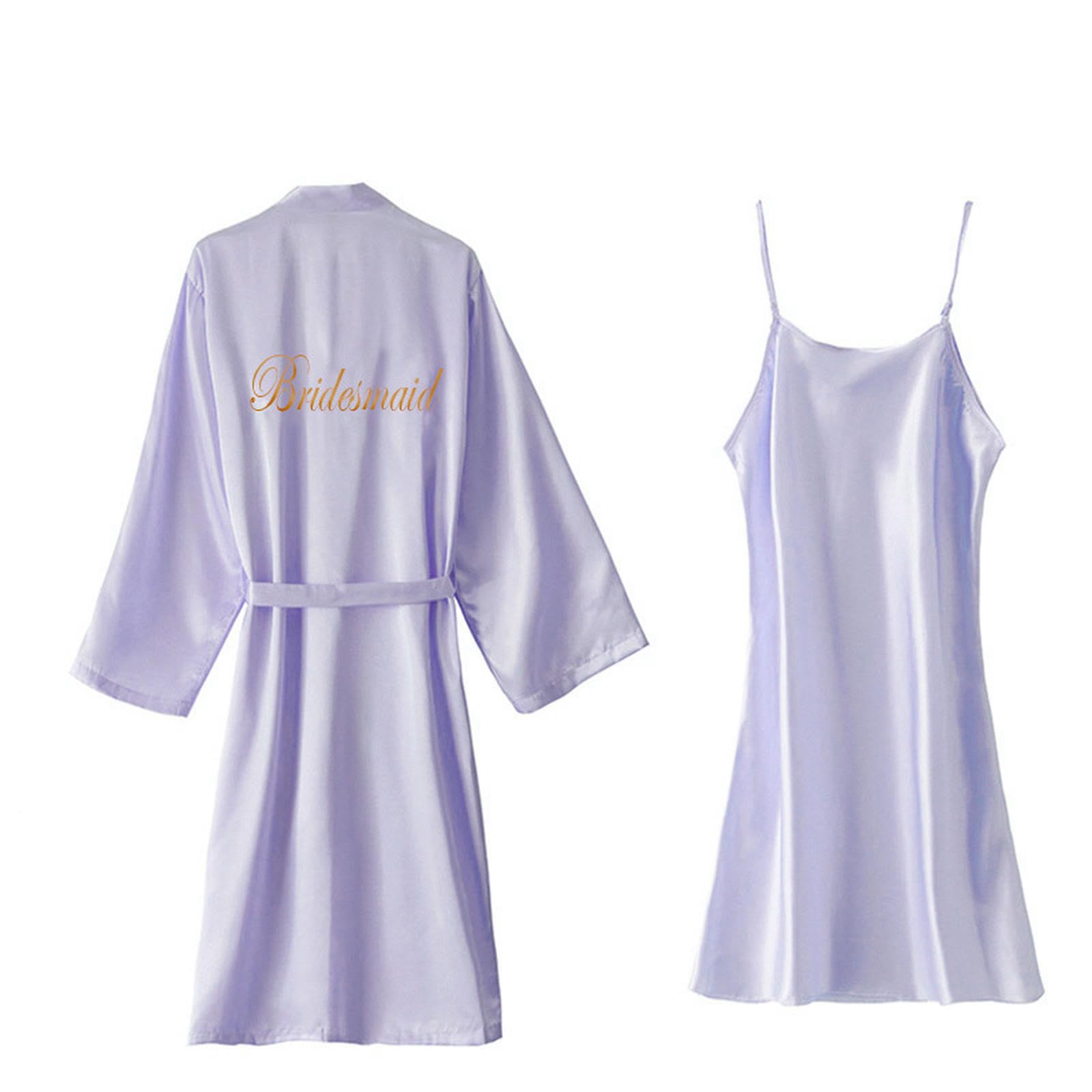 Brautmorgenmäntel Langer Frühling Und Sommer Simuliertes Seide Bestickter Dressing, Brautbrautjungfern Hochzeit Nachthemd-langarmes Schwarz Ohne Worte - Mit Nachthemd-XL