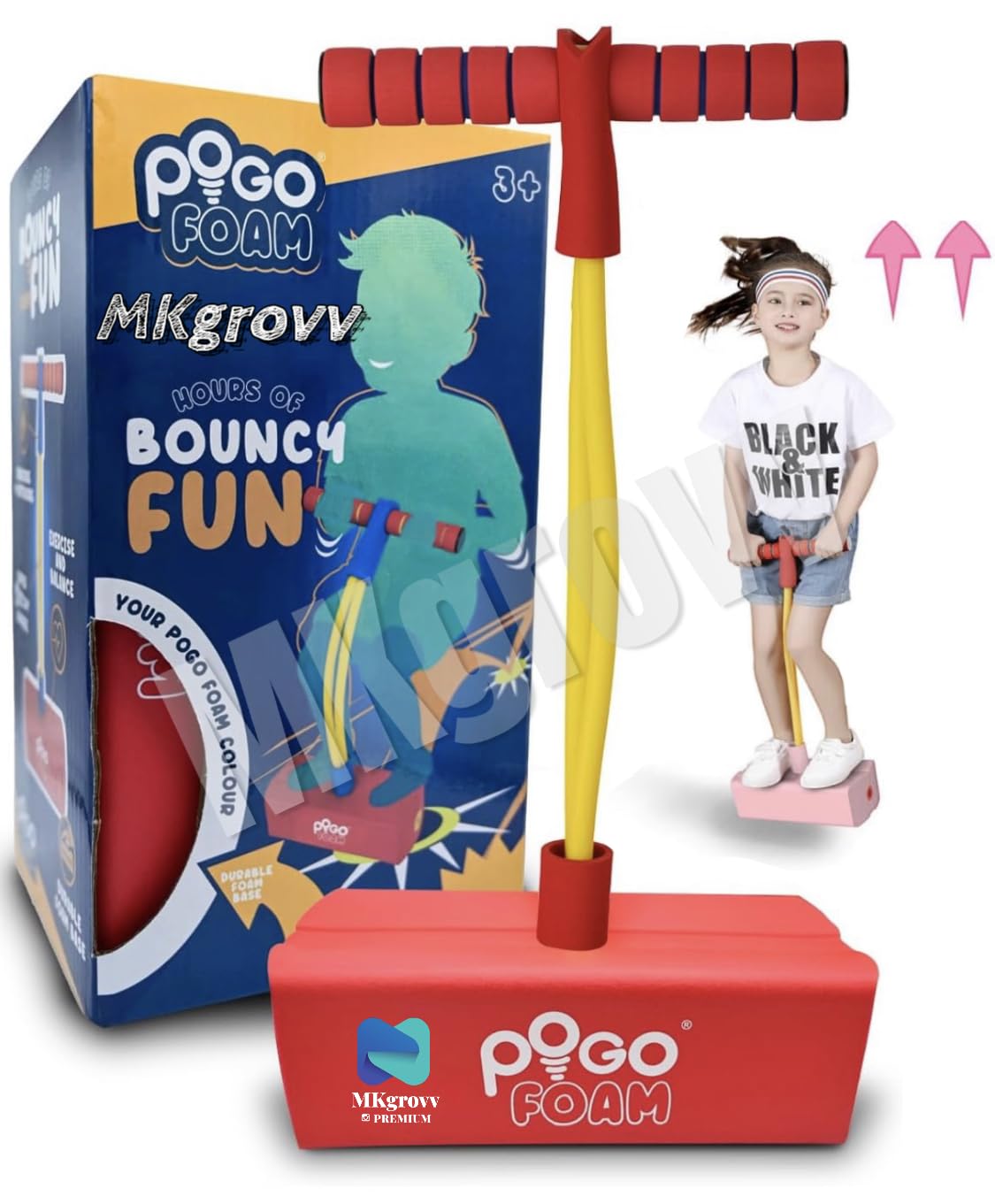 MKgrovv Pogo Foam Stick Super Stretchy Bungee Jumper, Kids Outdoor Toys Garden Toys Kids Height Increase Jumper for Improve Balance Girls and Boys Premium 280lbs Durable [ Makes Funy Squeaky Sounds ] (B0DGY4CTJH) Amazon Price History, Amazon Price Tracker