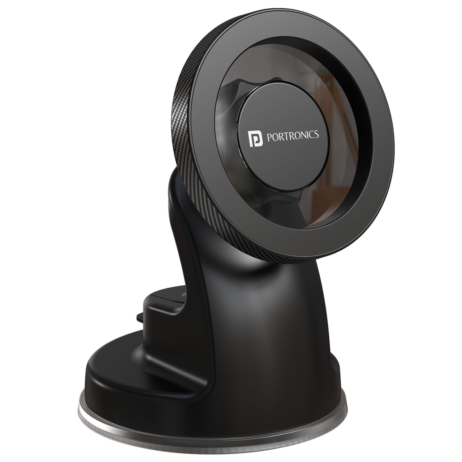 Portronics Clamp M4 Prime Magnetic Car Phone Mount with Strong Suction Cup, 360° Rotation, 90° Tilt, Windshield & Dashboard Mount, Metal Ring Included, Fits 5.4–6.7 Inch Smartphones, Black-image-18