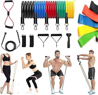 KIT 18 Peças para Exercícios Treino Academia Elastico Mini Band Corda de Pular Extensor Funcional Yoga Pilates Malhar Fisioterapia Fortalecimento