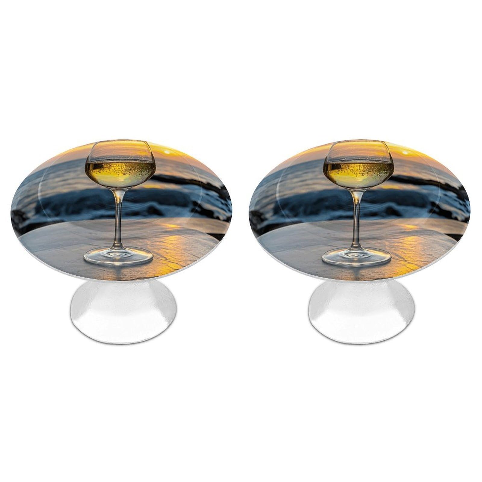 Fodpand White 2 Pack Cabinet Knobs 1.1 Inch Single Hole Drawer Pulls Handles Decorative Sunset Wine Glass Furniture Knobs For Dresser Kitchen Bathroom Cupboard Wardrobe Vanity Closet Door Hardware