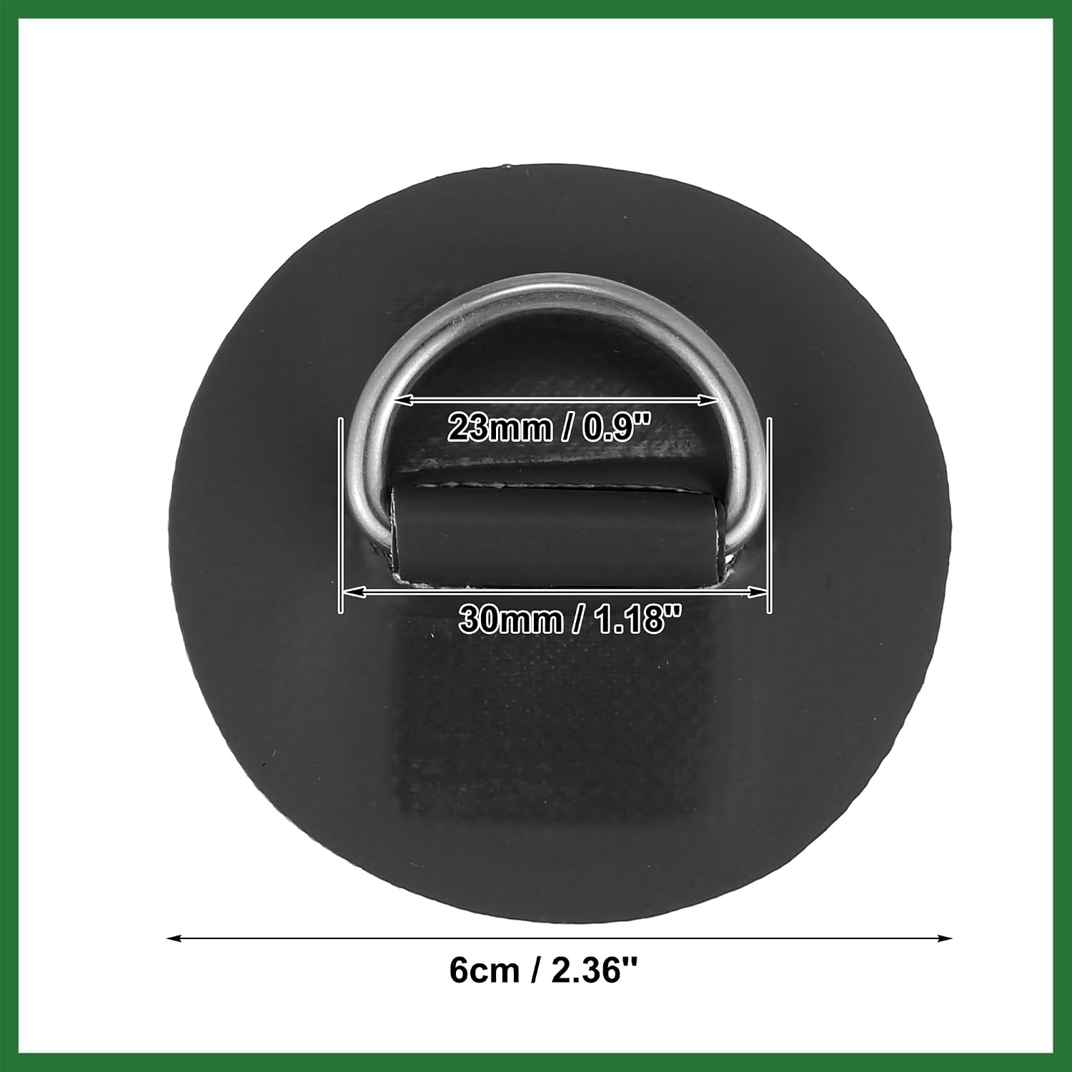 Motoforti 6pcs 6cm Black D Ring Patch PVC Stainless Steel Round Shape D Ring Pad for Surfboard Inflatable Boat Kayak Canoe Deck Long-Lasting