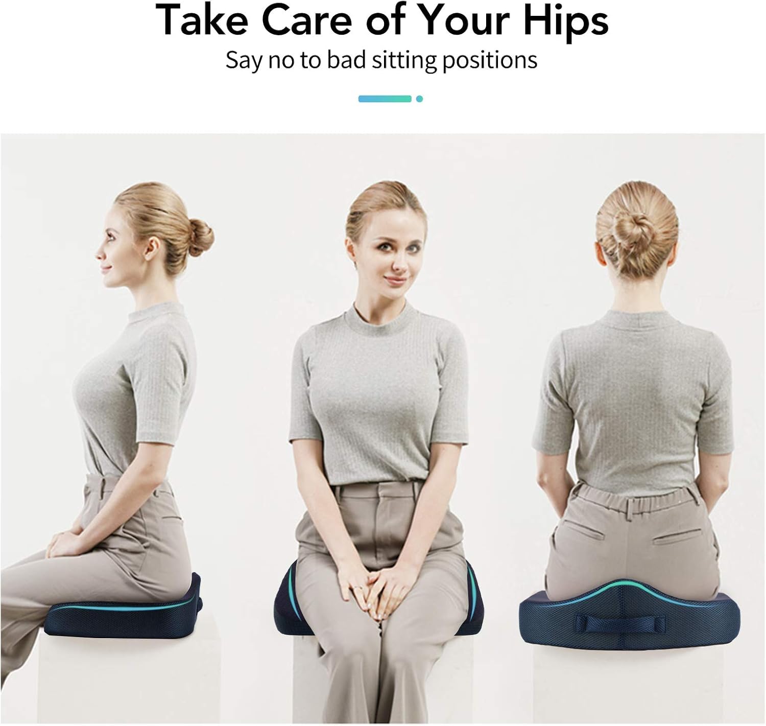 Feagar X Large Memory Foam Seat Cushions for Office Chairs Desk Chair Cushion Tailbone Pain Relief Extra Dense — view 6