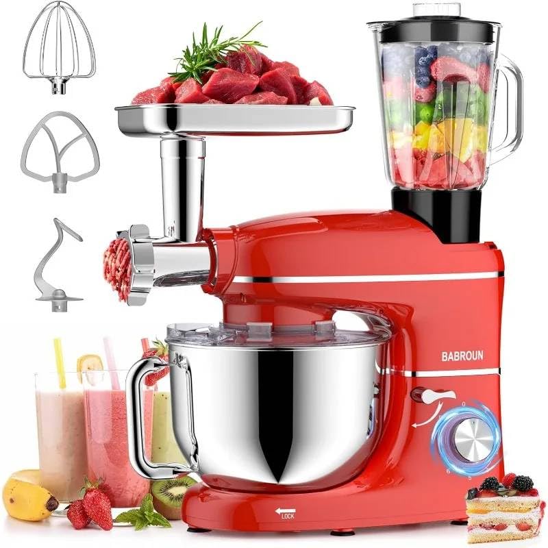 ‚Powerful 6-in-1 Kitchen Stand Mixer with 6.5QT Bowl & 1.5L Glass Jar - Versatile Food Processor for Baking & More-image-16