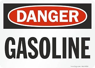 SmartSign 5 x 7 inch “Danger - Gasoline” OSHA Label, 3 mil Laminated Adhesive Polyester, Red, Black and White
