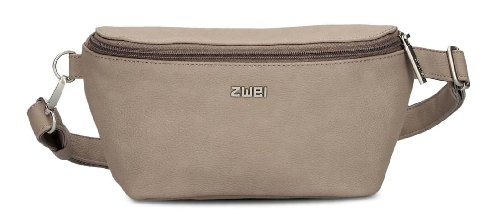 Zwei Mademoiselle.M MH4 Women's Hip Bag 25 cm 1 Litre Faux Leather Crossbody Bag Water-Repellent 3-in-1 Comfortable Chest Bag, Belt Bag & Waist Bag, Nubuck Cappuccino, 25x12x7 cm, bum bag