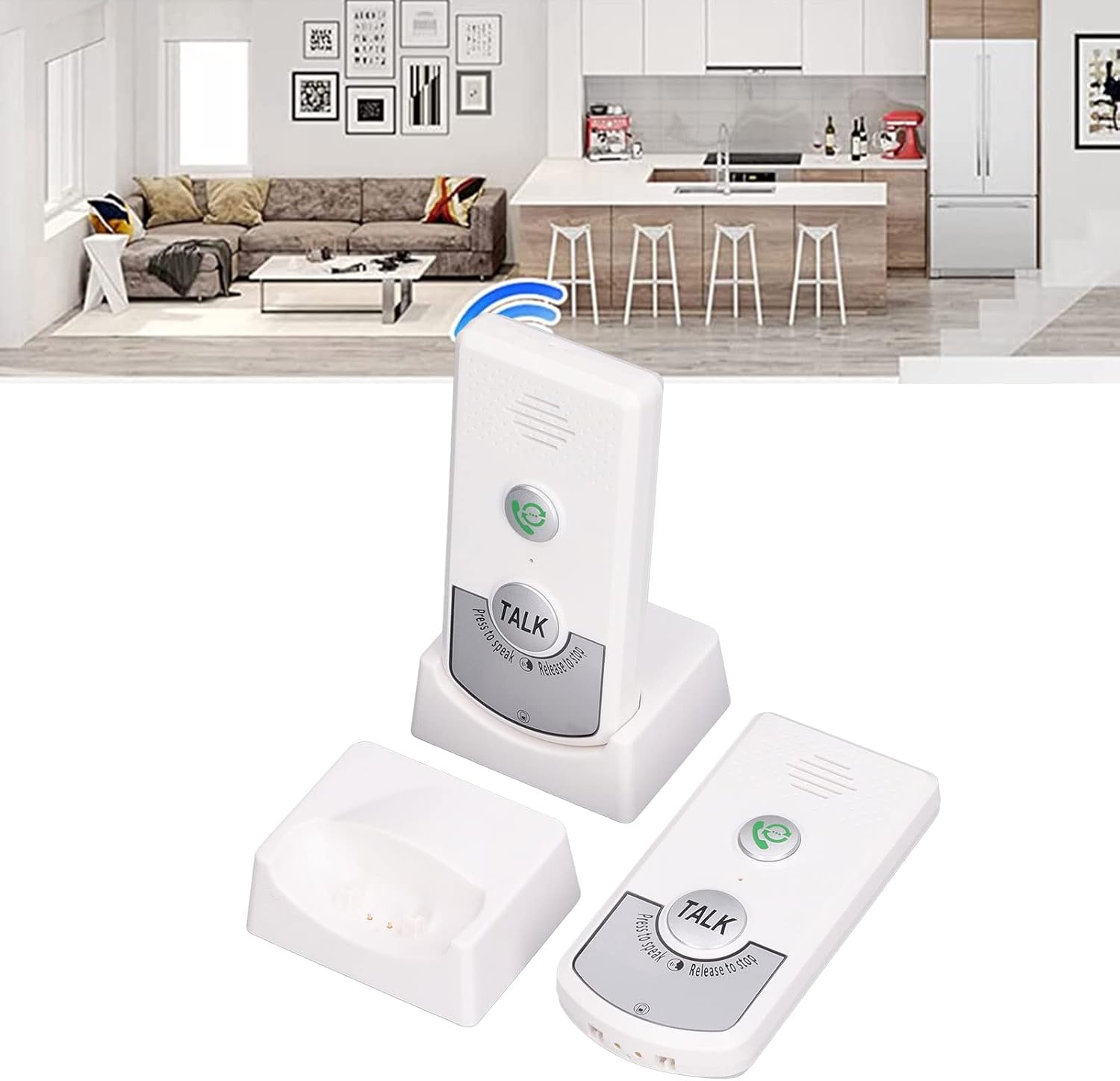 2 Way Voice Intercom 1000M Long Range Intercomunicador Home Security Doorbell System Indoor Outdoor System, Fit for Home Hospital Office (White)