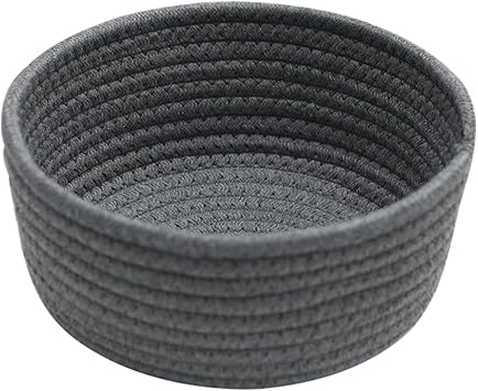 YZZY Storage Basket Cotton Rope Woven for Organizing 1 Pcs Nursery Round Shelves Storage Basket Bins Grey Large