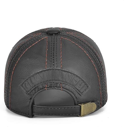Miniatura 4 de Gudessly Gorra de béisbol ajustable de cuero de vaca genuina para hombre para otoño e invierno deportes al aire libre sombrero