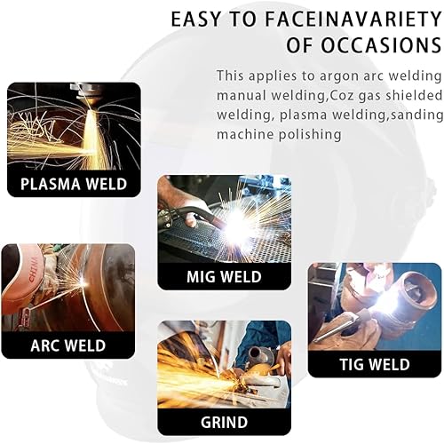 Miniatura 8 de TEKWARE Casco de soldadura de oscurecimiento automático con energía solar de visión grande, 4 sensores de arco amplio rango de sombra 45-99-13