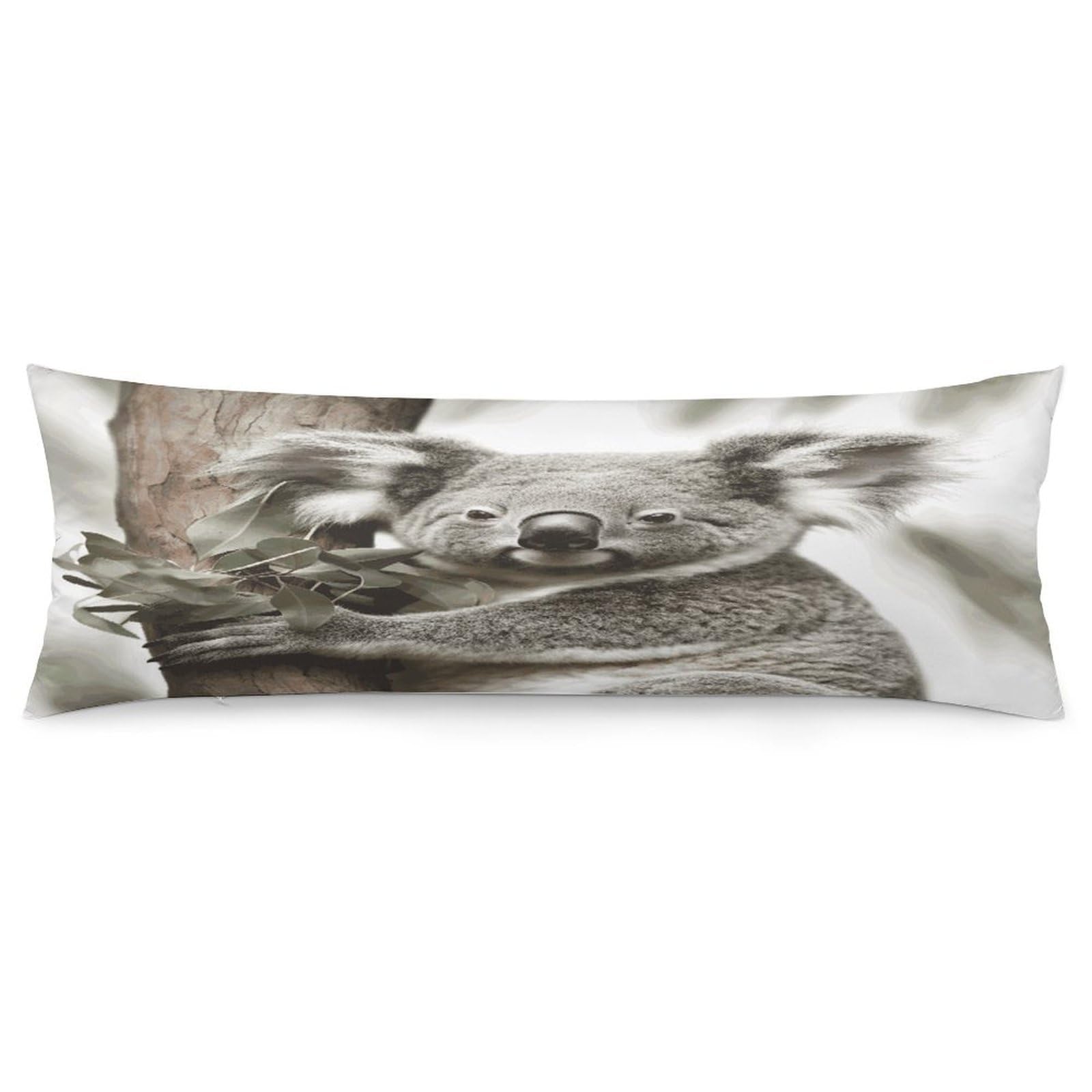 Koala Body Pillowcase Soft Breathable Full Long Pillow Cover 20x54 Inches Polyester Pillow Case with Hidden Zipper Closure for Bedroom Home Decorations