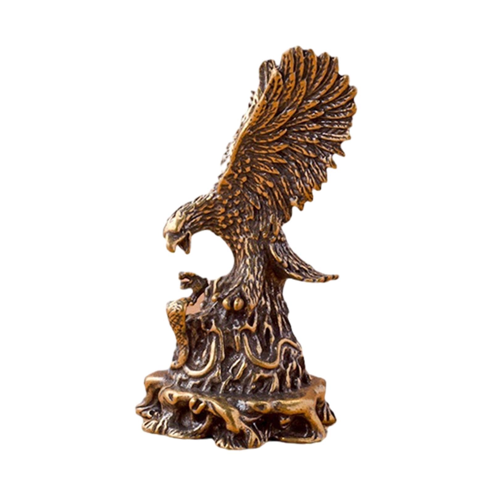 Baoblaze Eagle Ornament Lucky Eagle Figurine Crafts Desk Ornament Feng Shui Animal Figurine Copper for Office Desktop Shelves Ornament