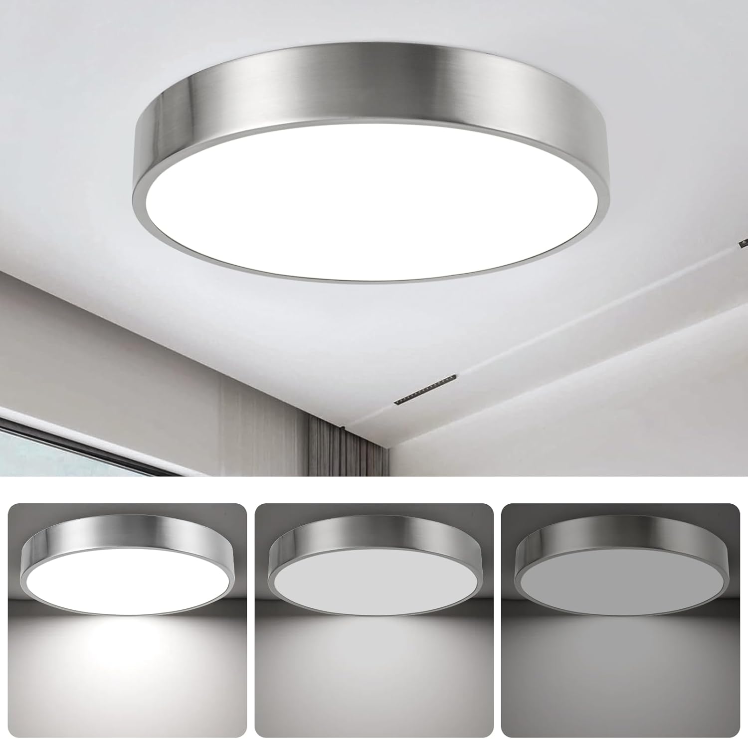 ENATECLITE 13inch Round Bathroom Ceiling Lighting Fixture, Overhead ...