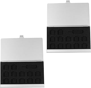 Mikikit Memory Card Sim Container 2pcs12 Carrying Digital Alloy Eject Memory Sim Holder Container Cover Secure with - Storage Needle,sim Cases Case Cards Pin Slots Adapter Silver