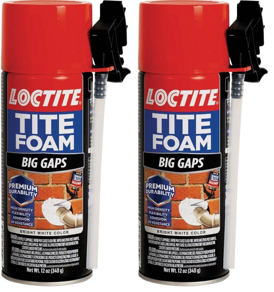 Loctite Tite Foam Big Gaps Spray Foam Sealant, Polyurethane Expanding Insulation - 12 fl oz Can, Pack of 2