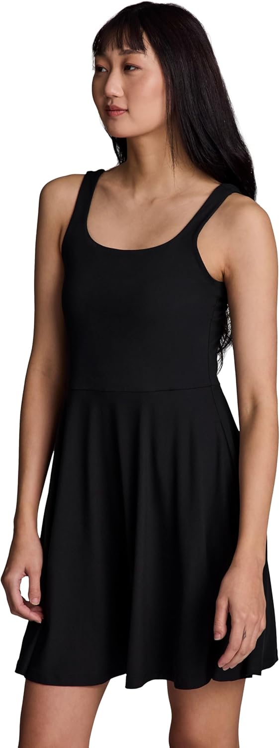 RBX Women's Active Dress, Super Soft Flirty Fit and Flare Quick Drying Stretch Jersey Knit Tank Dress with Pockets