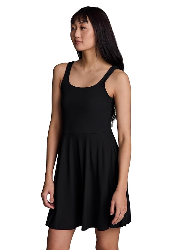 RBX Women's Plus Size Active Dress, Super Soft Flirty Fit and Flare Stretch Jersey Tank Dress with Pockets Black Heather 2X by RBX - Used condition - Image 3